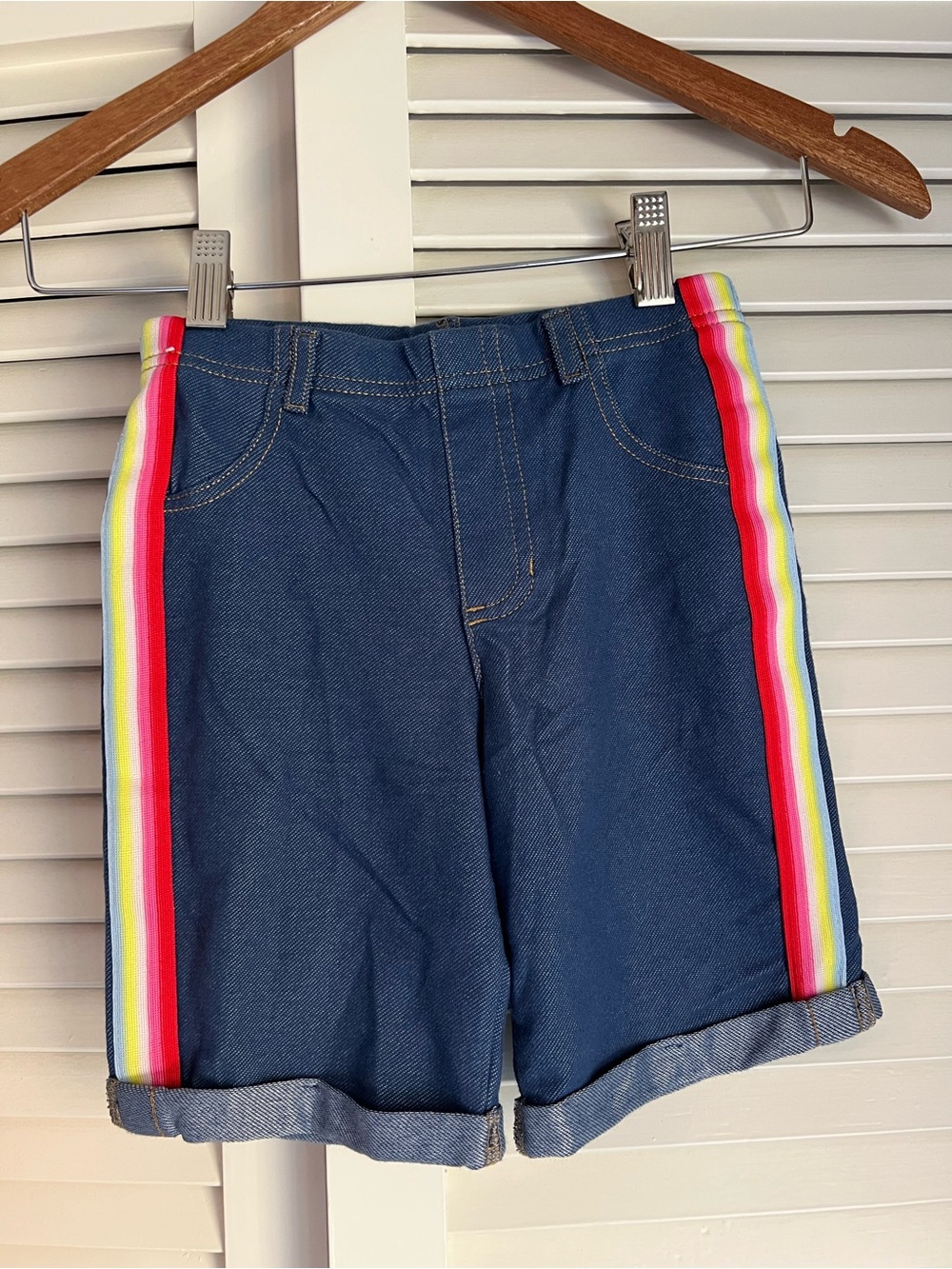 365 Kids Garanimals Girls Rainbow Side Stripe Stretch Jean-Look Shorts Size 8